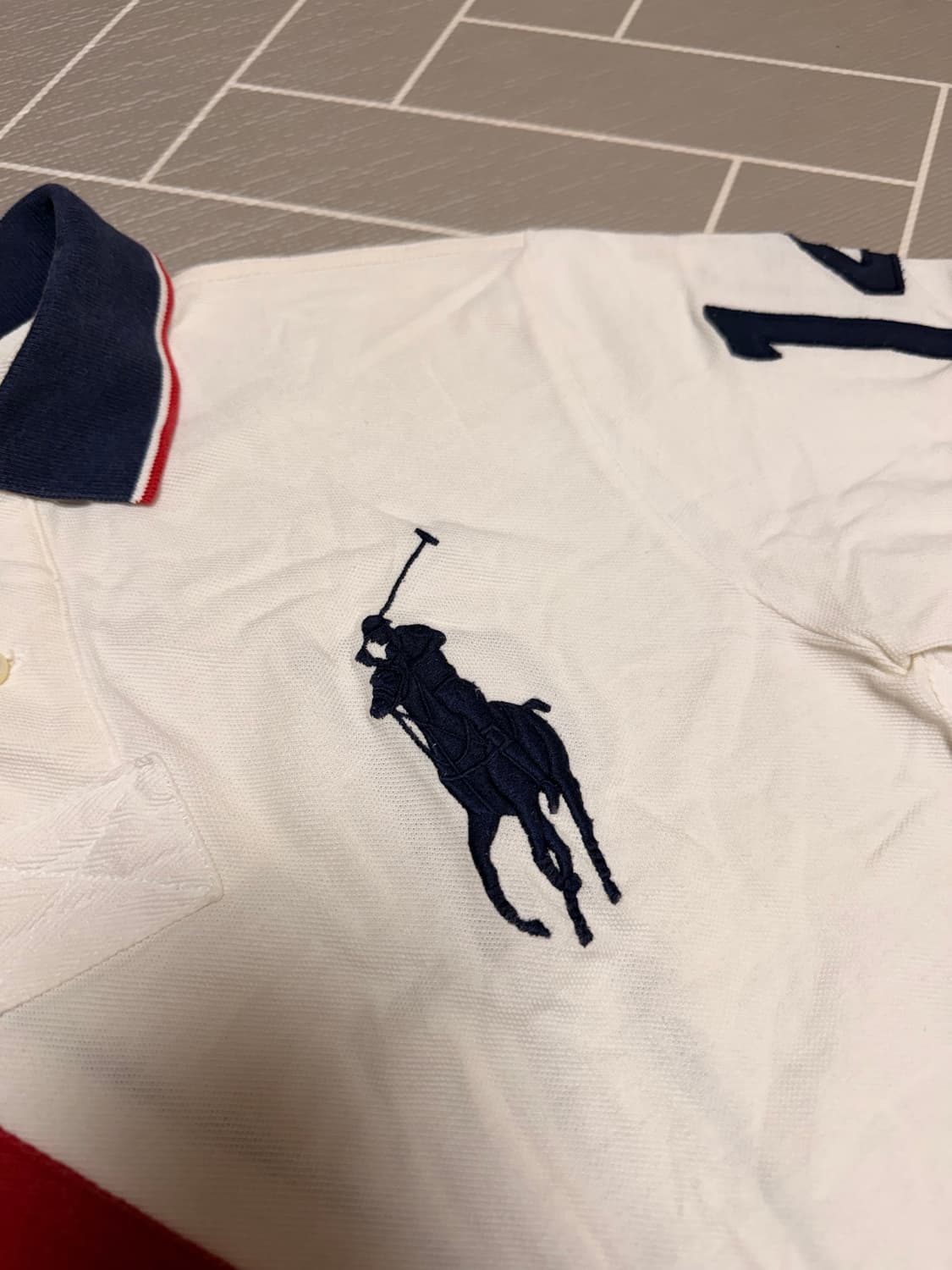 폴로 빅포니 성조기 반팔 럭비티 화이트 (1) 상품이미지4