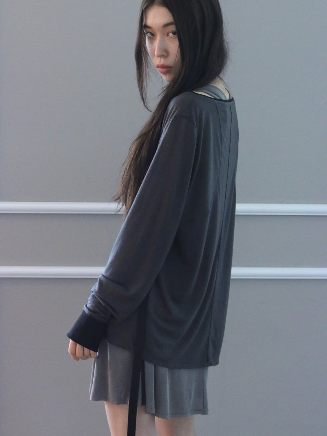 키야기 chiyagi Colon Top - charcoal 상품이미지6