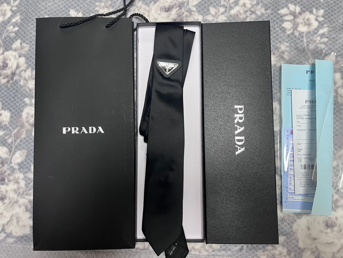 프라다 리나일론 개버딘 타이 (블랙) 상품이미지4