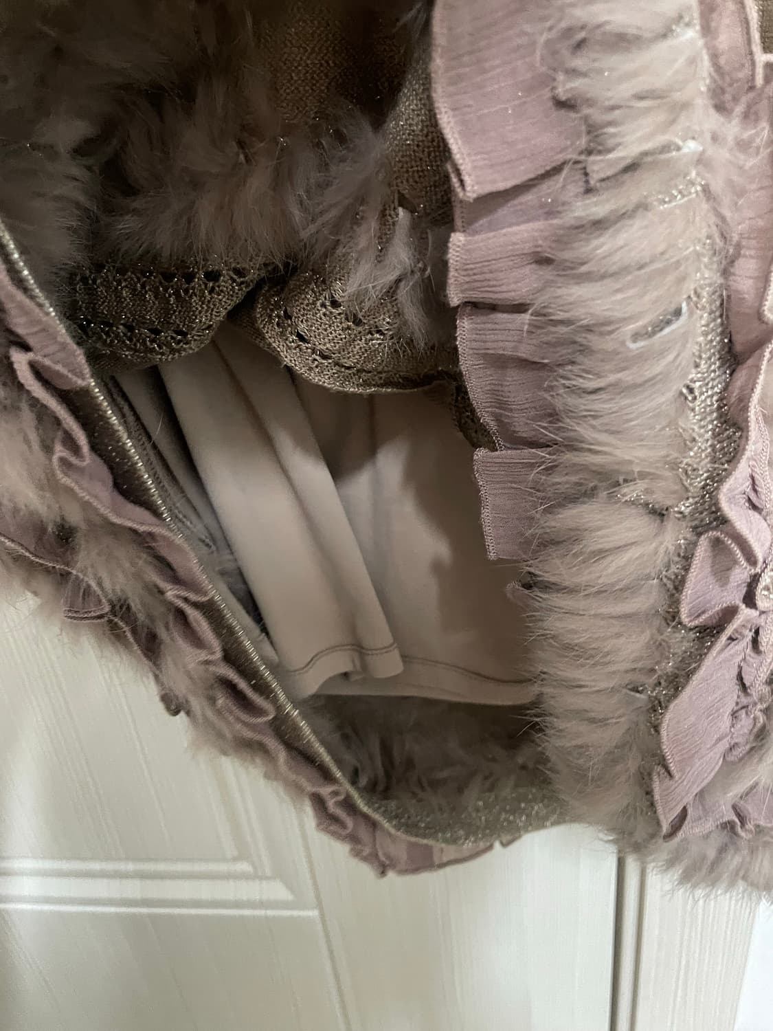 브라운 퍼 레이스 스커트 상품이미지4