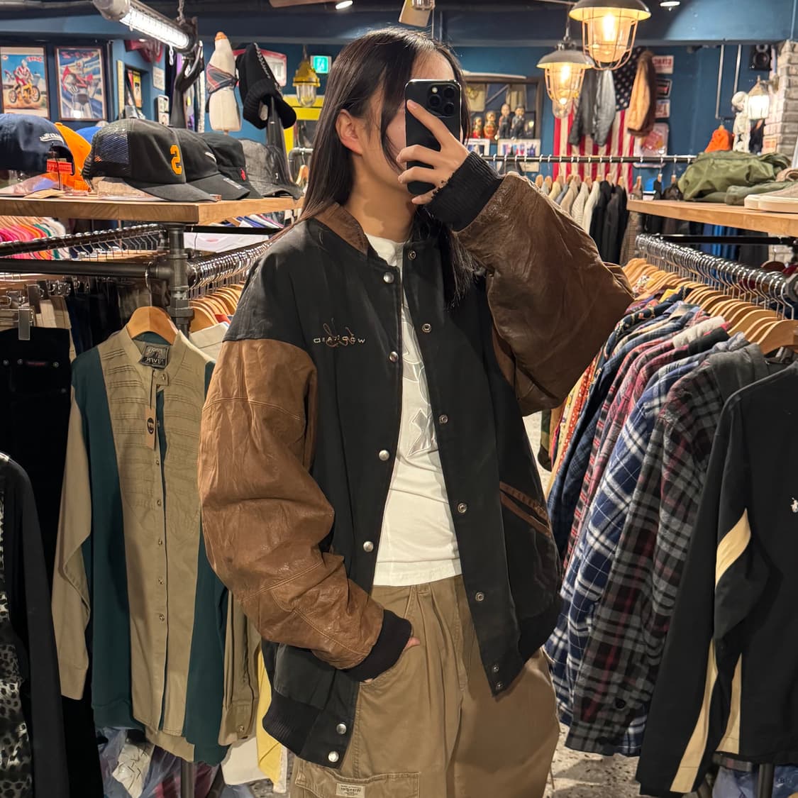 OASIS ORIGINALS 오아시스 오리지널스 레더 바시티 점퍼 상품이미지2