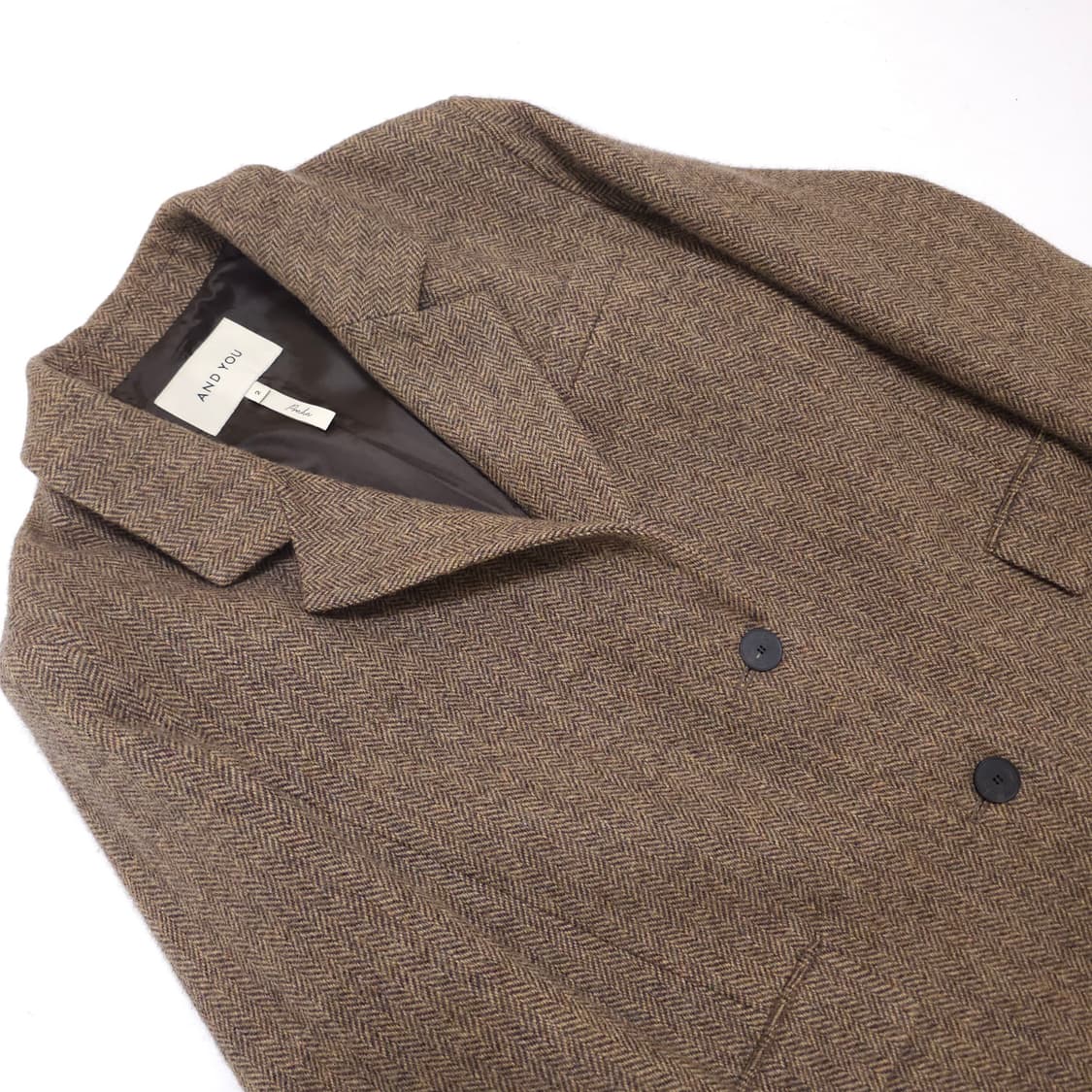 앤유 울싱글 맥시 헤링본 코트 상품이미지3