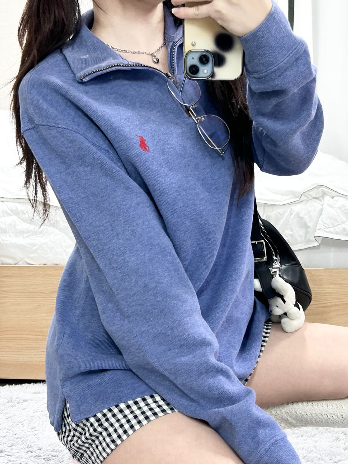 폴로 레드포니 블루 코튼 반집업 상품이미지2