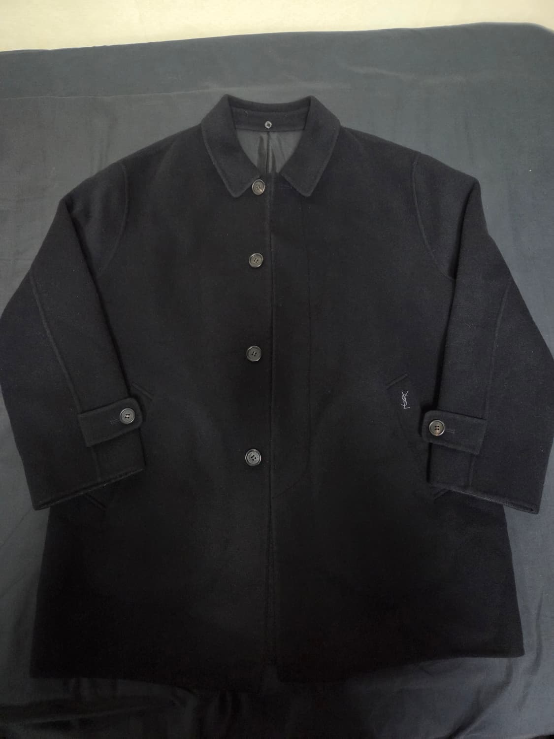 80s 입생로랑 남성 블랙 카코트 100 사이즈(100-105) 상품이미지1
