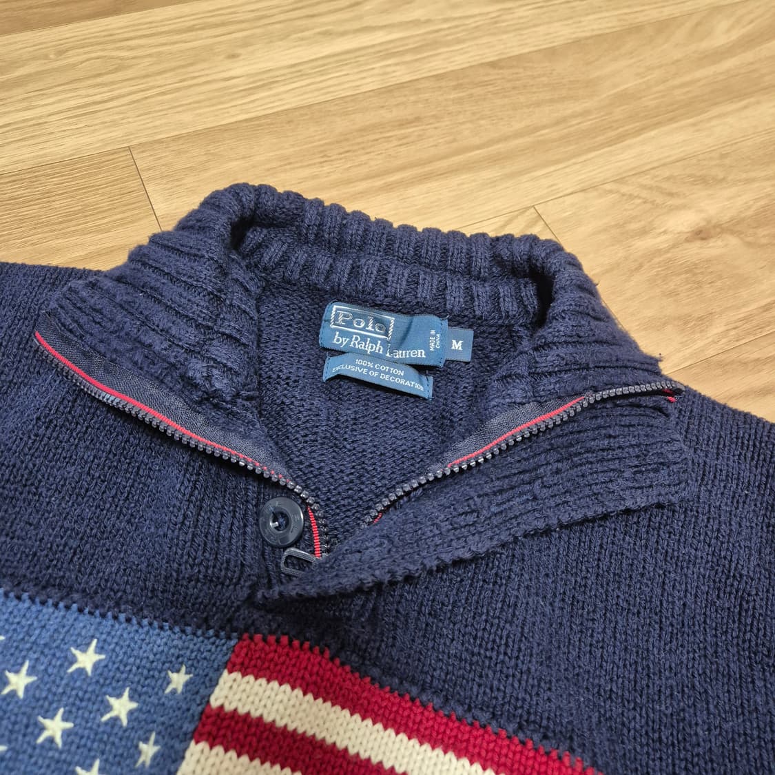 폴로 랄프 로렌 성조기 하프집업 니트 (네이비/M/실측100~105) 상품이미지3