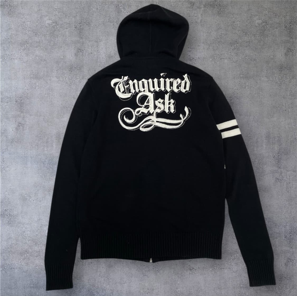 에스크 ASK 블랙 y2k 유니언잭 니트 후드집업 M 상품이미지6
