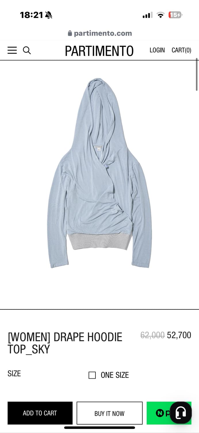 파르티멘토 DRAPE HOODIE TOP_SKY 상품이미지1