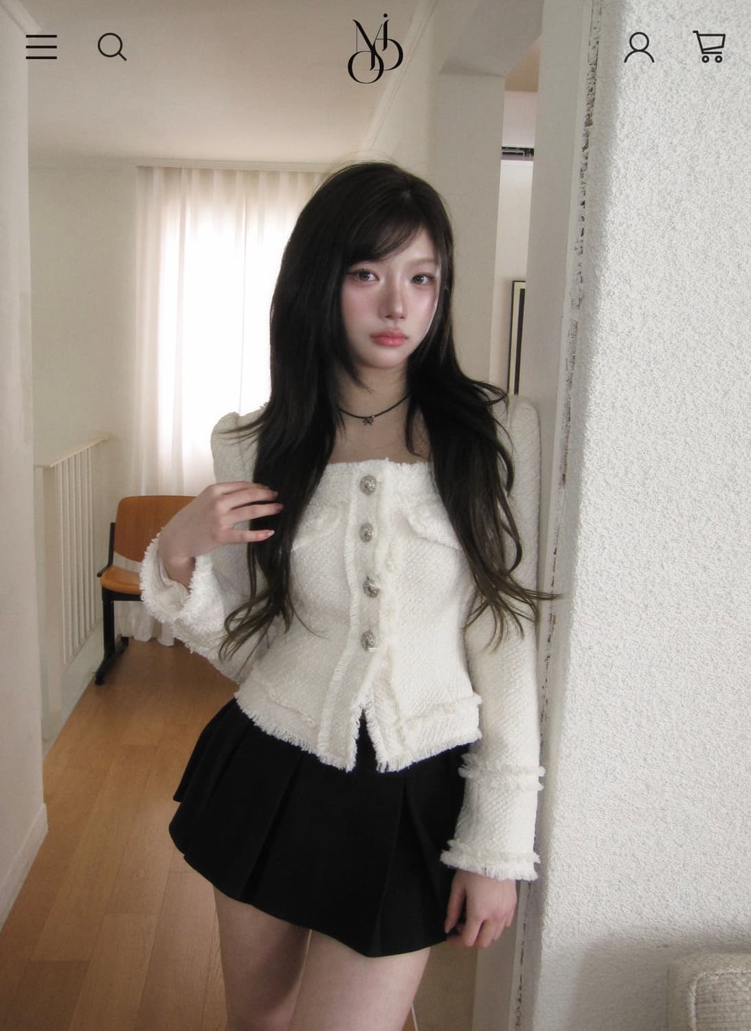 모디무드 트위드 코트 자켓_화이트 상품이미지1