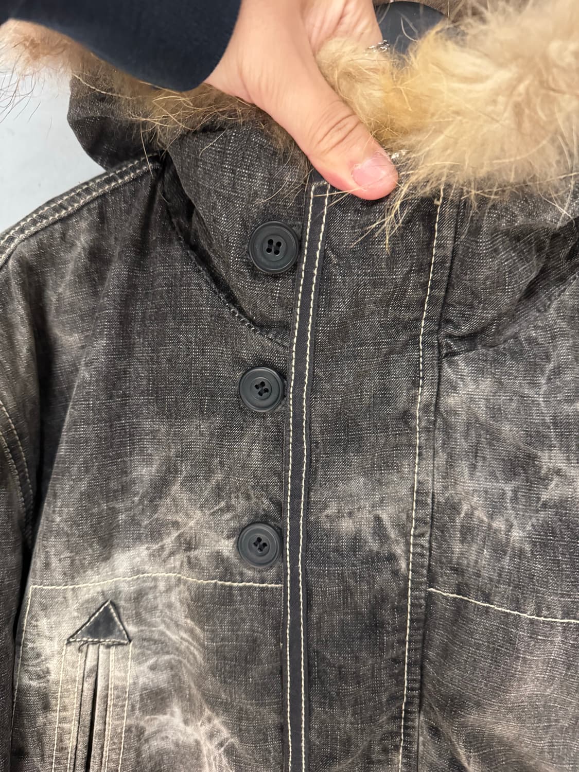 Ventina 코튼 스톤워싱 퍼 후드 점퍼  상품이미지2