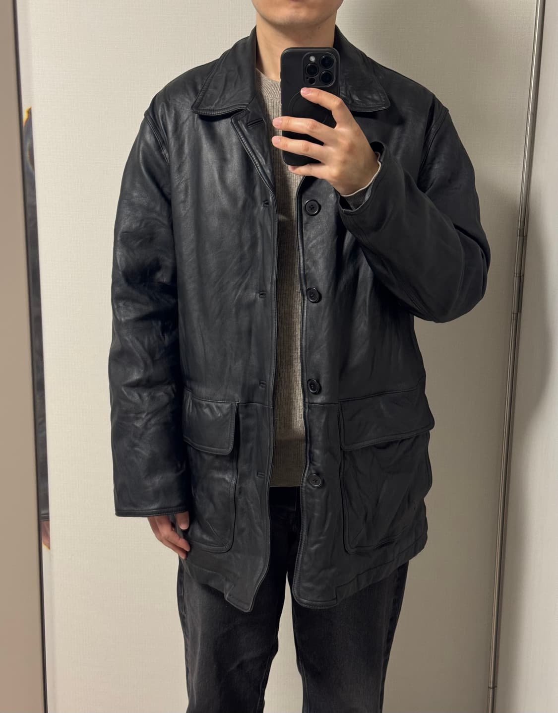 [L]라운드트리 앤 요크 램스킨 레더 카코트 양가죽 자켓 상품이미지1