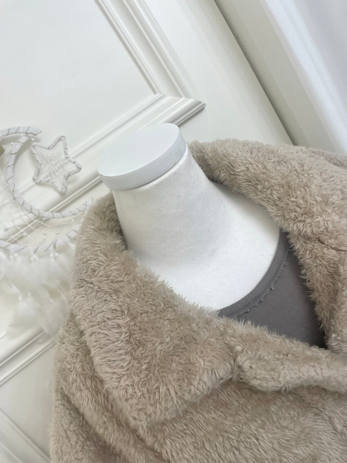 beige cat point warm fur mori vest&khaki 상품이미지7