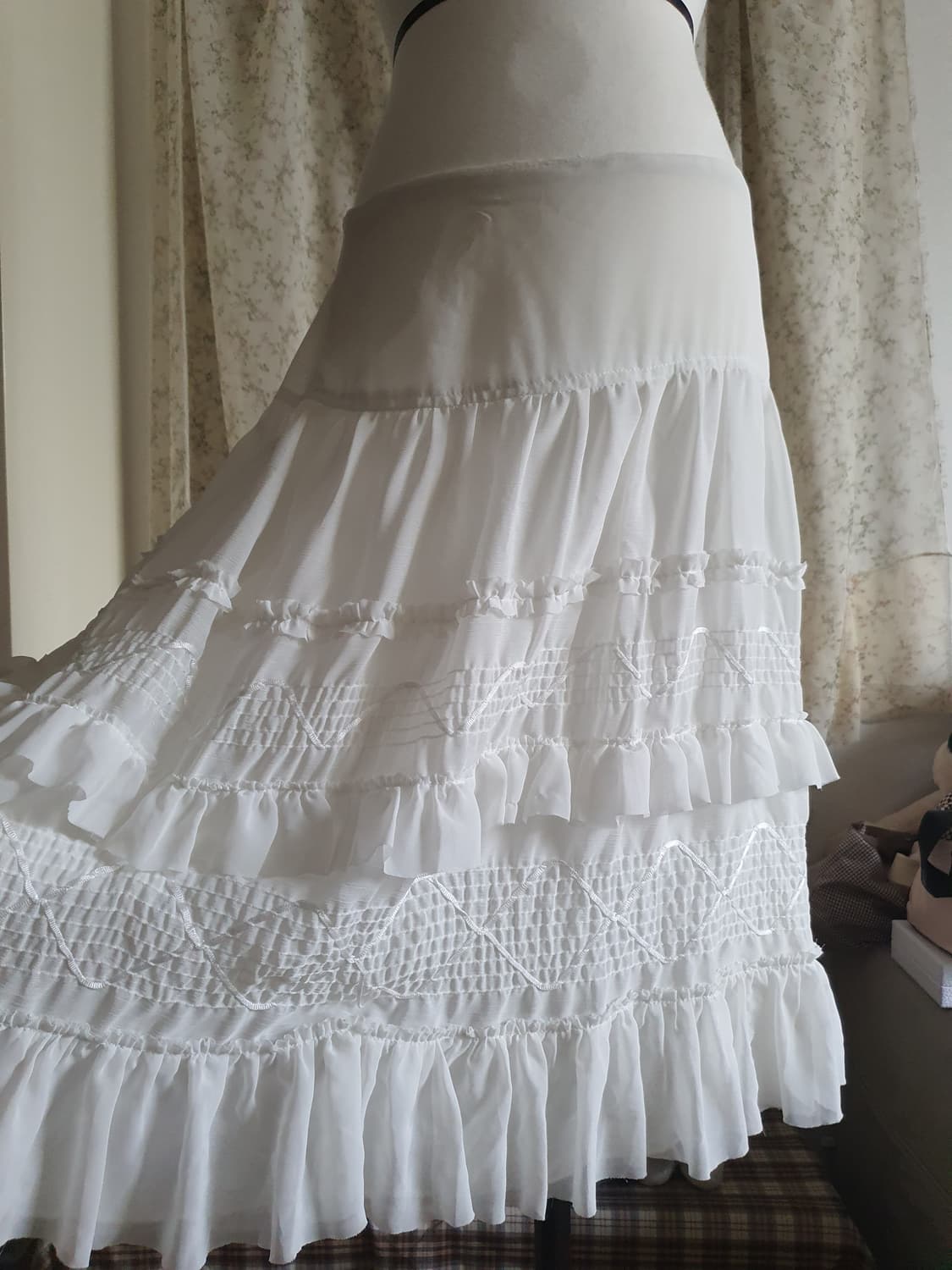 [빈티지] 지뢰계 화이트 캉캉 롱 스커트 프릴 레이스 상품이미지2