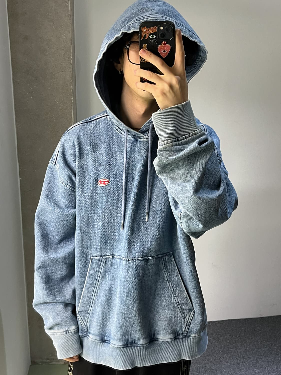 디젤 D-UM-RIB 트랙 데님 후드티 상품이미지2