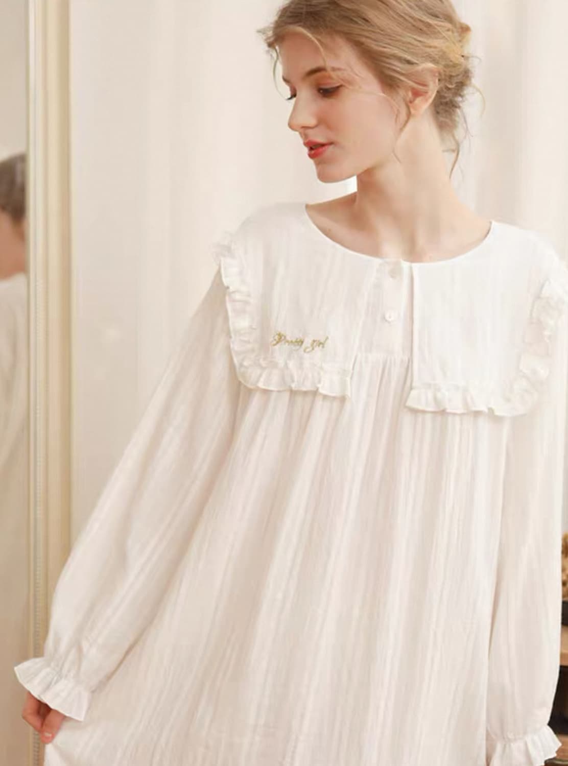 누아젤 화이트 파자마 원피스 상품이미지1