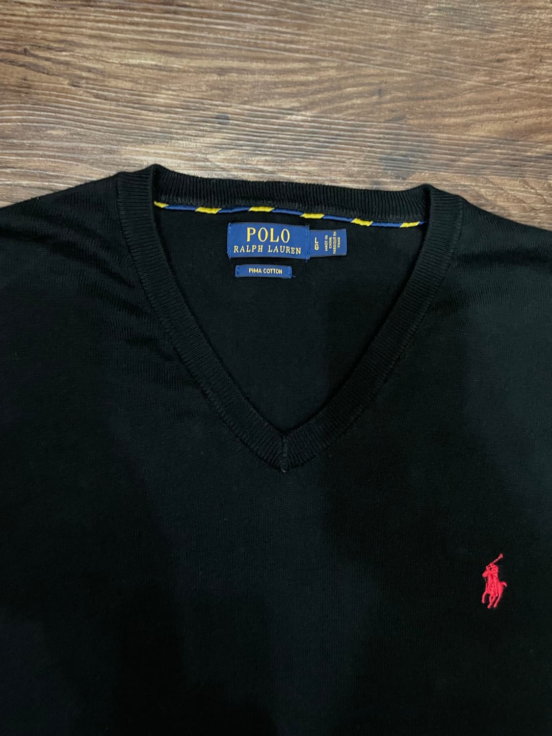 폴로 랄프로렌 피마코튼 브이넥 니트 스웨터 블랙 상품이미지2