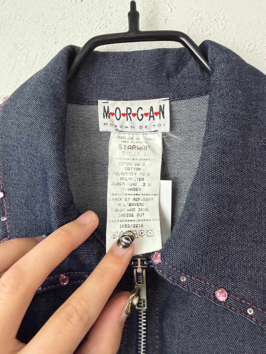 90s 모르간 핑크 스터드 데님 자켓 상품이미지6