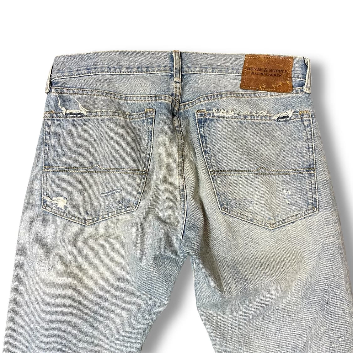 (34) 데님 앤 서플라이 폴로 랄프로렌 데미지 워싱 연청 데님 팬츠 상품이미지4