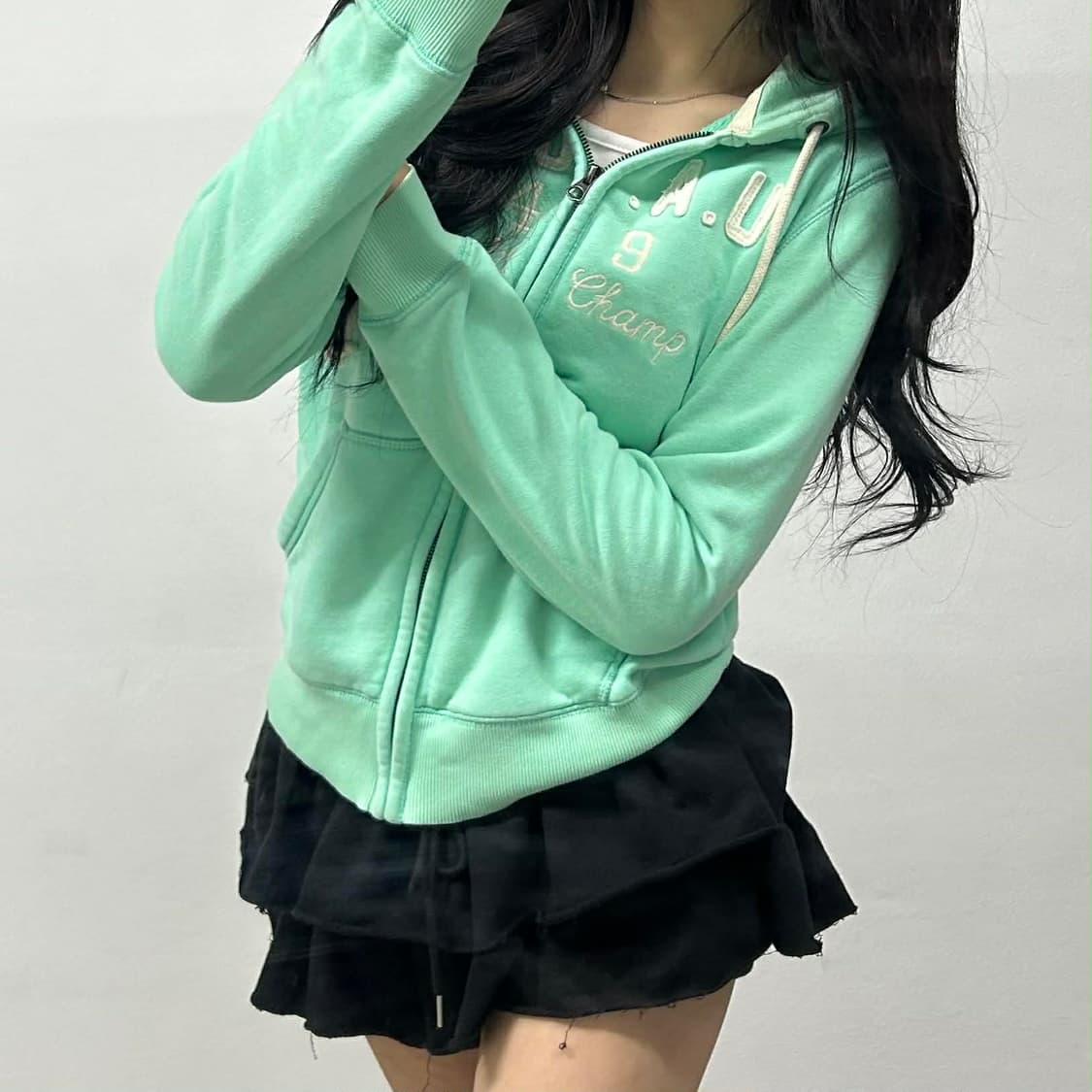 후아유 y2k 러블리힙 스웻 걸즈 후드집업 희귀져지(M) 상품이미지1