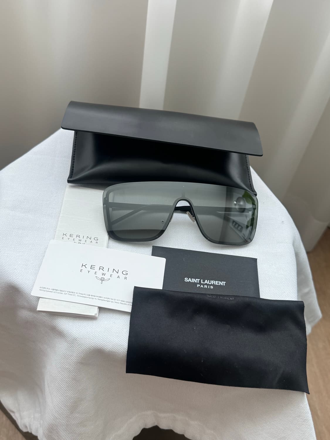 [S급]  Saint Laurent 보잉 미러 블랙 실드 선글라스 SL 상품이미지5