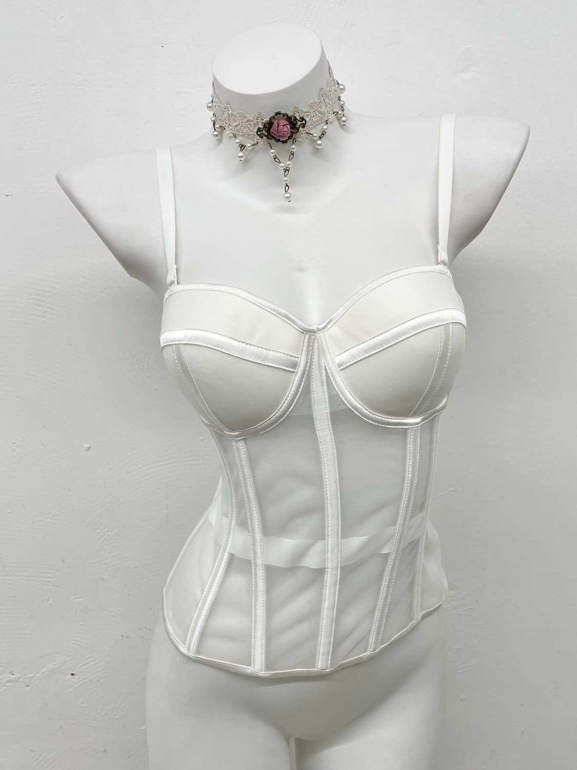 화이트 본디지 메쉬 코르셋 상품이미지1