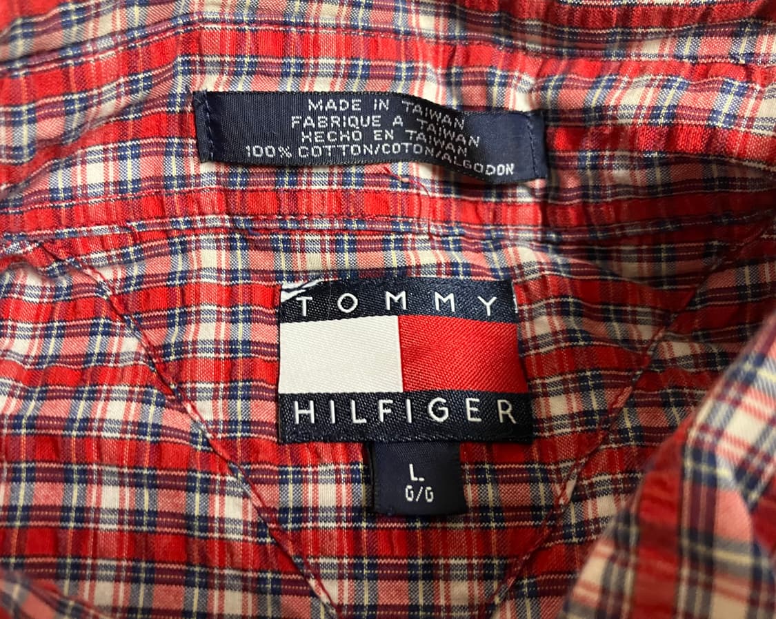 빈티지 90s Tommy Hilfiger 타미힐피거 체크 반팔셔츠 L 상품이미지3