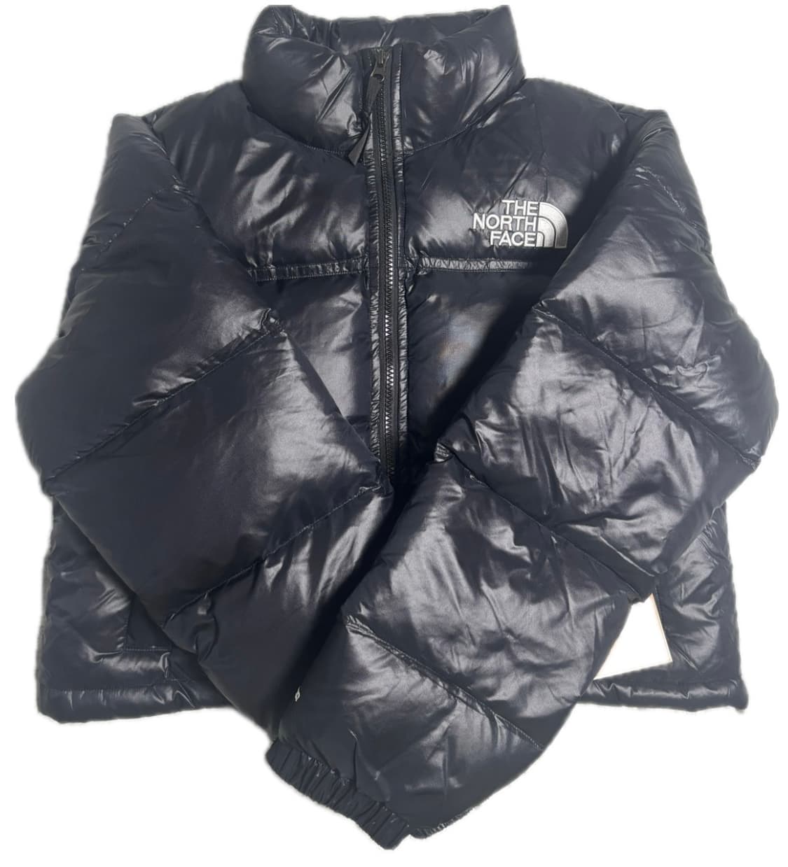노스페이스 여성 숏패딩 유광 블랙 L 새상품  상품이미지2