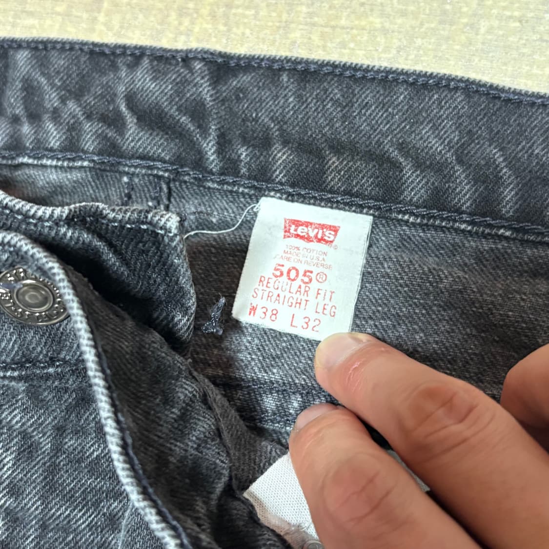 90s USA🇺🇸 리바이스 505 오렌지 탭 블랙 흑청 상품이미지4