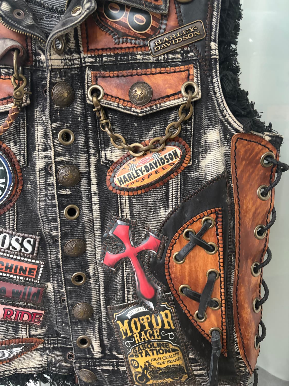커스텀 바이크 가죽 패치 조끼 XL사이즈 상품이미지2