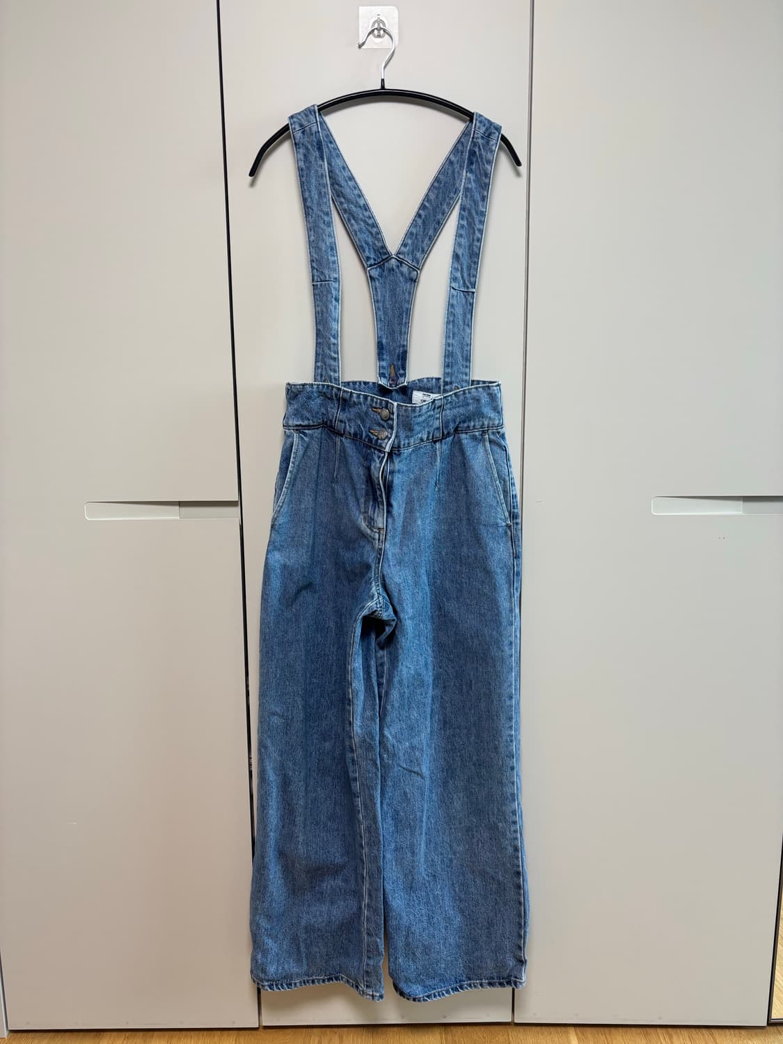 오브제 데님 멜빵 바지 상품이미지1