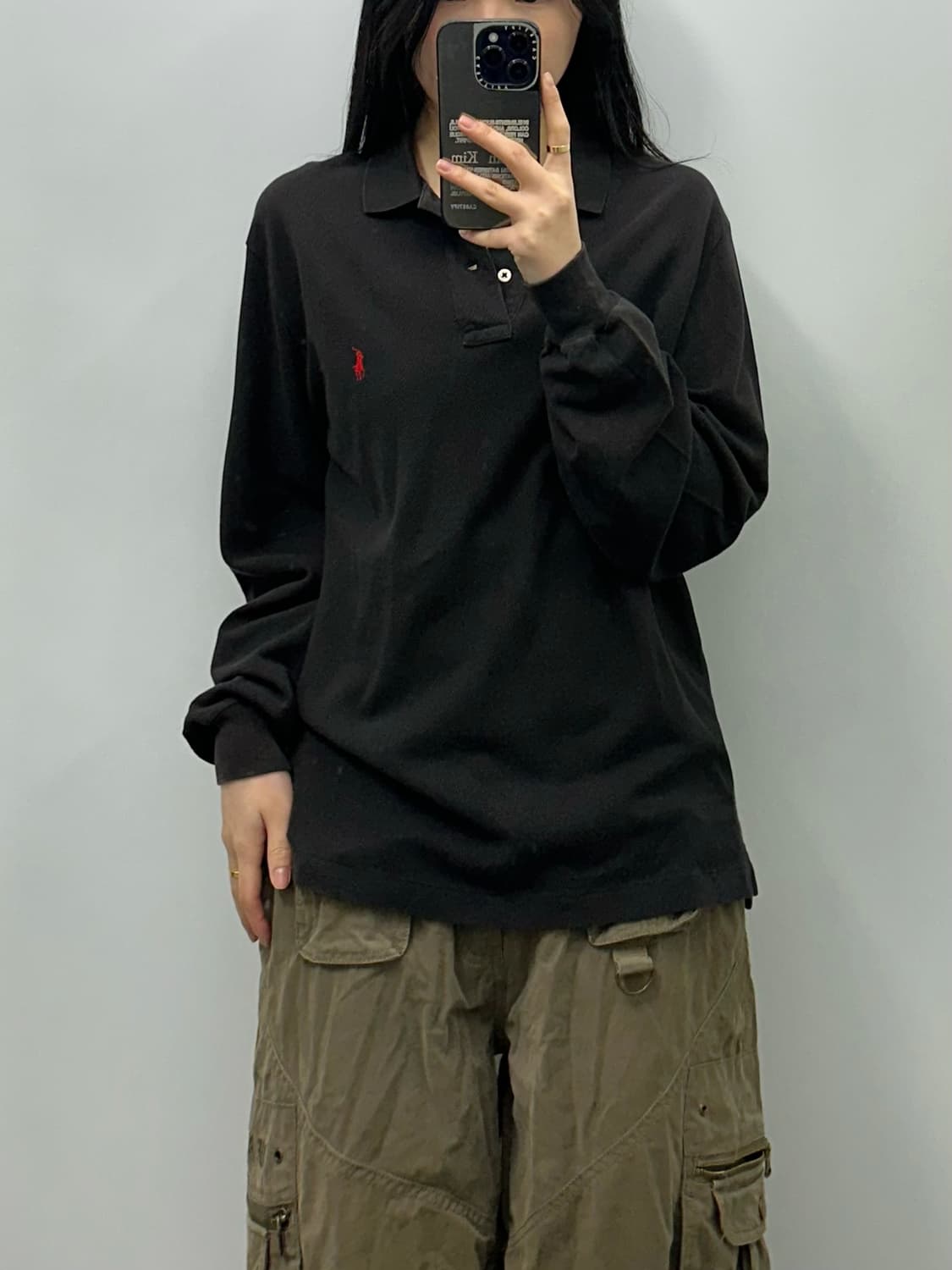 폴로 랄프로렌 신형 블랙 긴팔 카라 티셔츠 상품이미지1