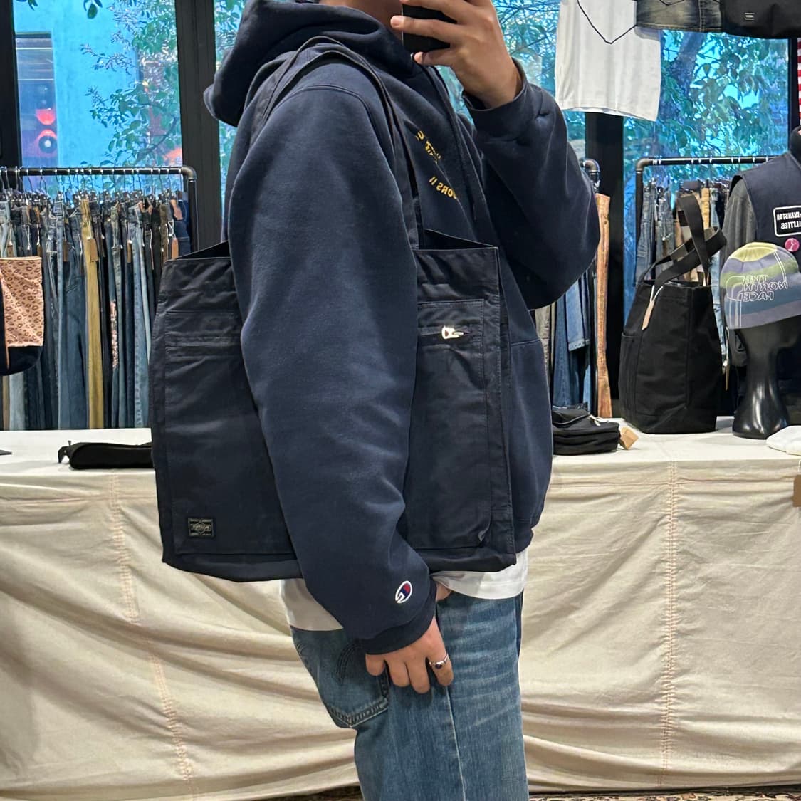 요시다 포터 큐브 립스탑 네이비 숄더백 토트백 상품이미지10