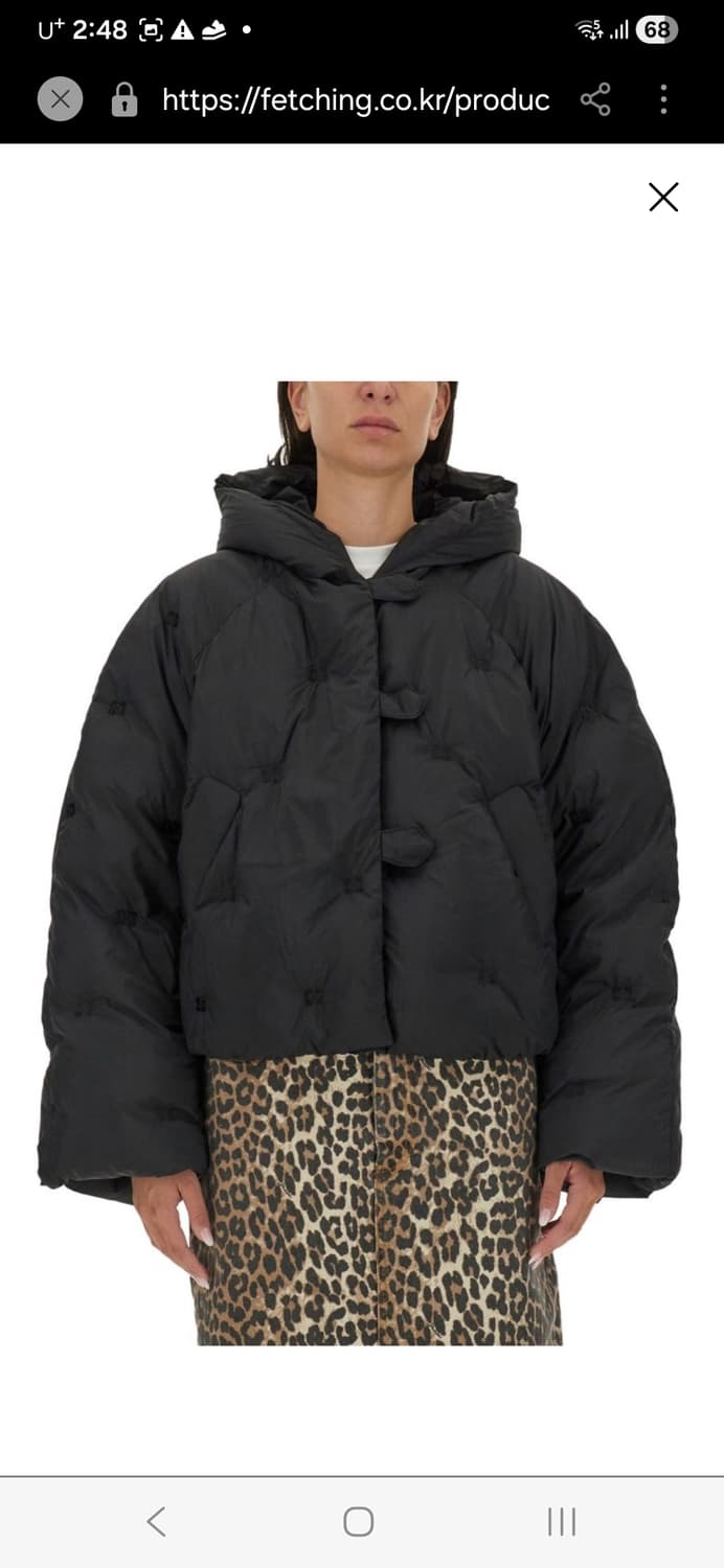 정품 백화점택 GANNI 블랙 나일론푸퍼숏패딩 36사이즈 상품이미지7