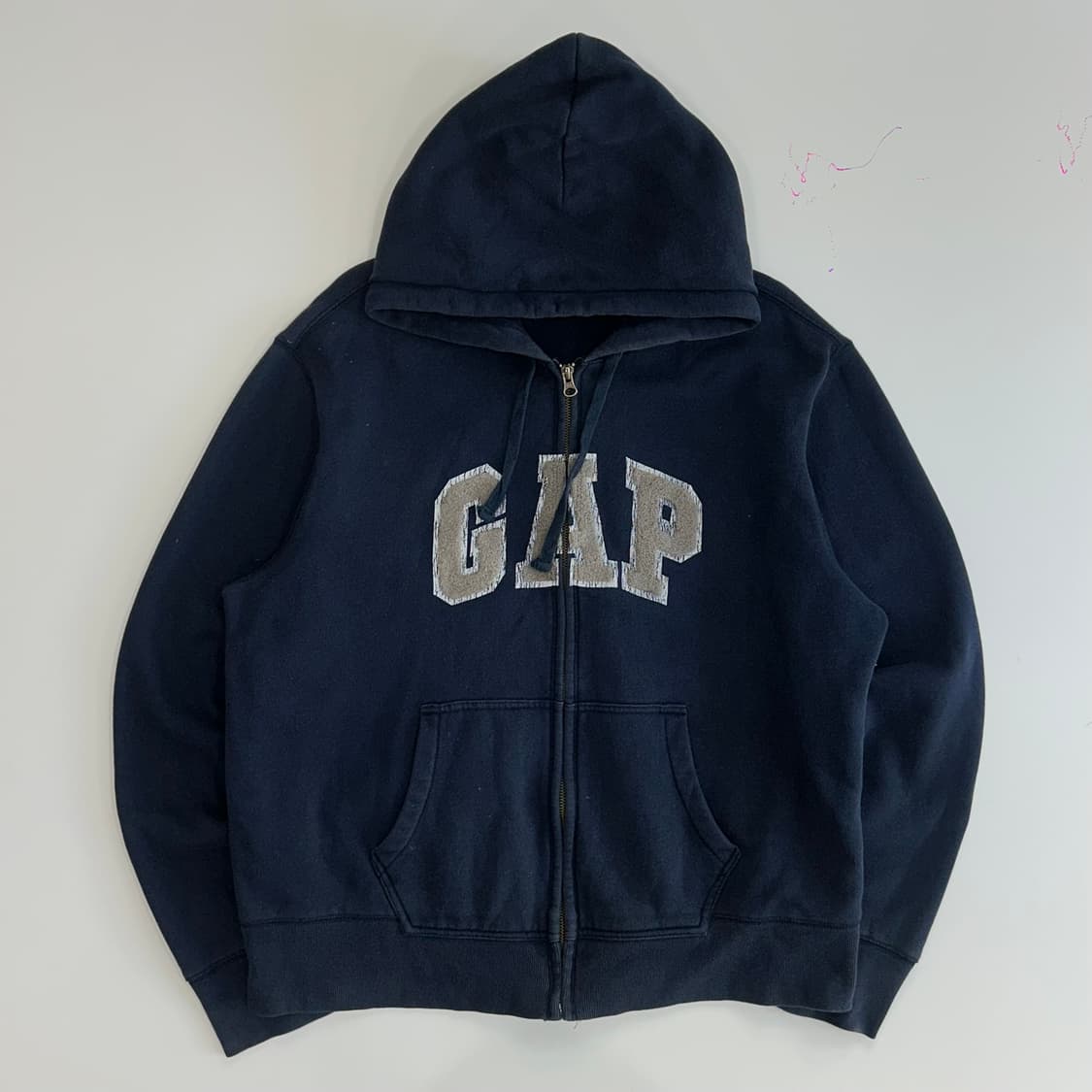 Gap 갭 그레이 후리스 로고 네이비 후드집업 상품이미지3