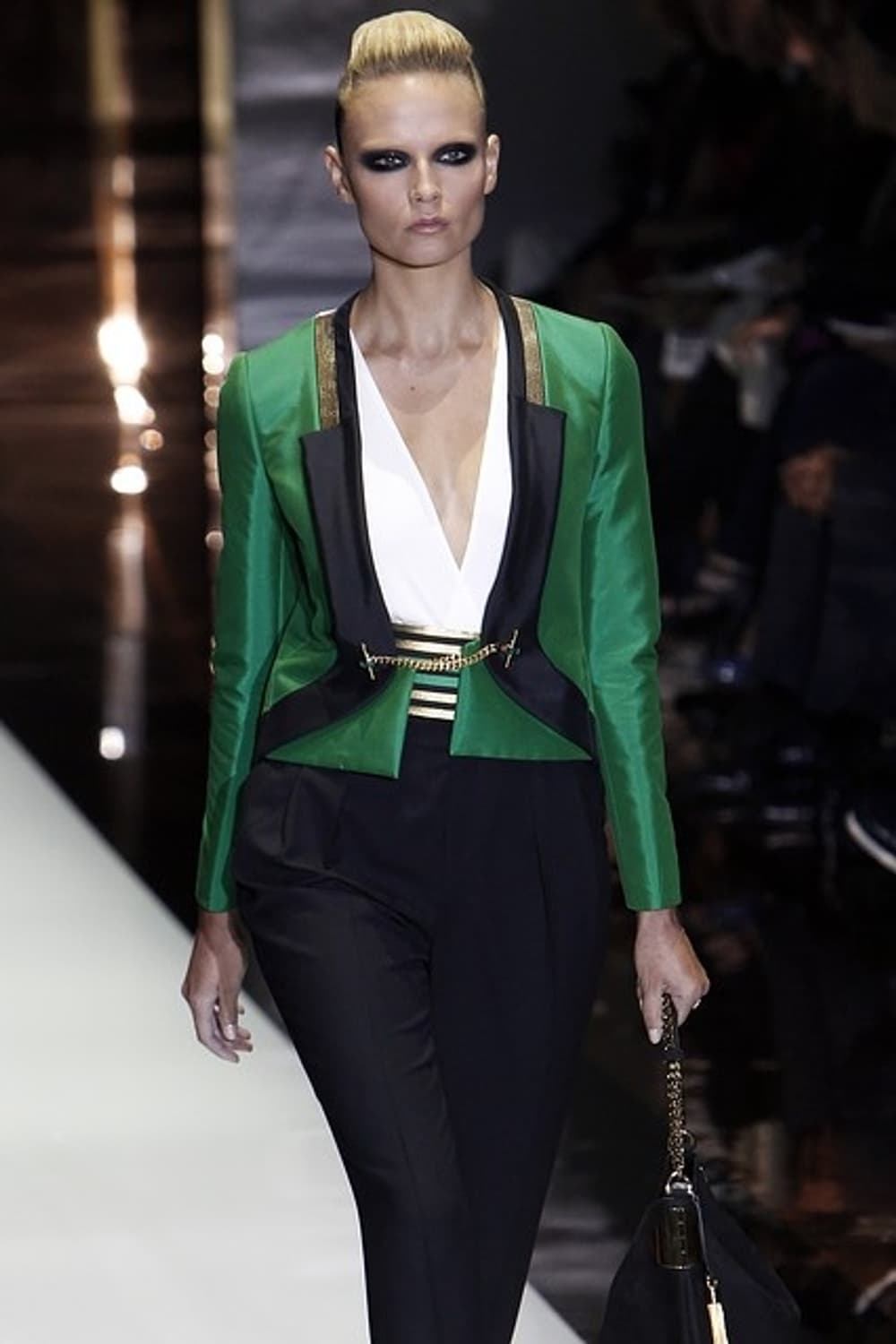 구찌(Gucci) 실크 그린 체인 디테일 숏 블레이져 상품이미지5