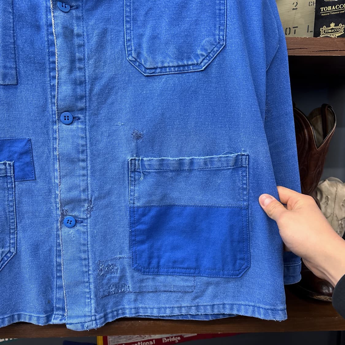 70s 리페어 패치워크 프렌치워크자켓 빈티지페이딩 N557 상품이미지6