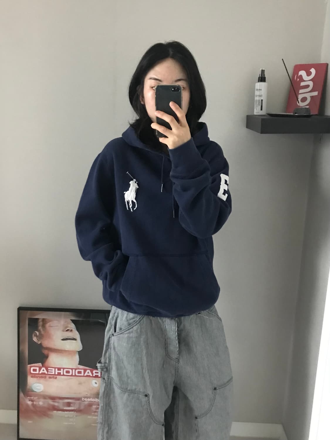 (주)서광 폴로 랄프로렌 빅포니로고 네이비 써멀 헤비 후드티 상품이미지3
