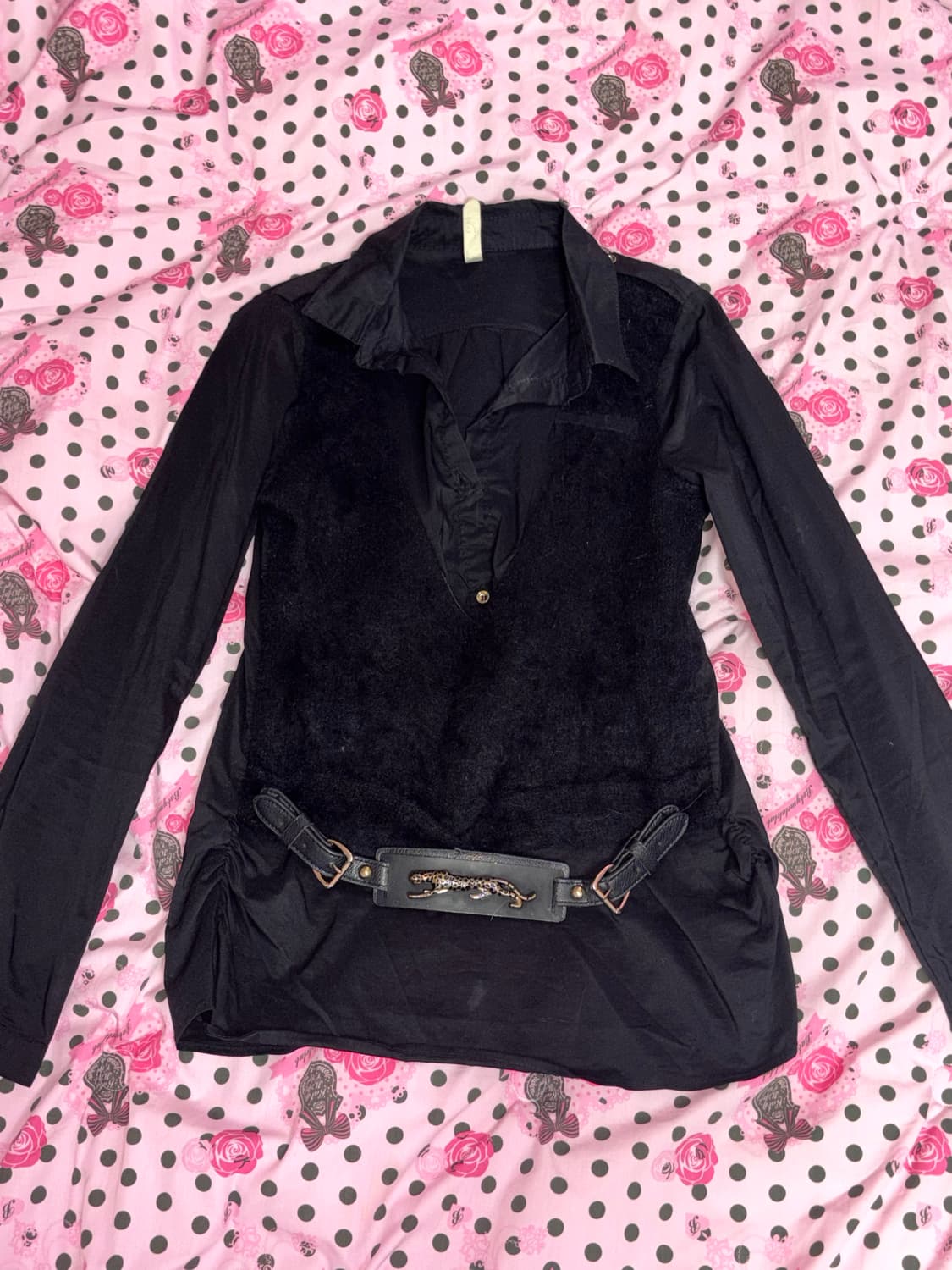 대장템 오네갸루 블랙 벨트 퍼 셔츠 상품이미지1