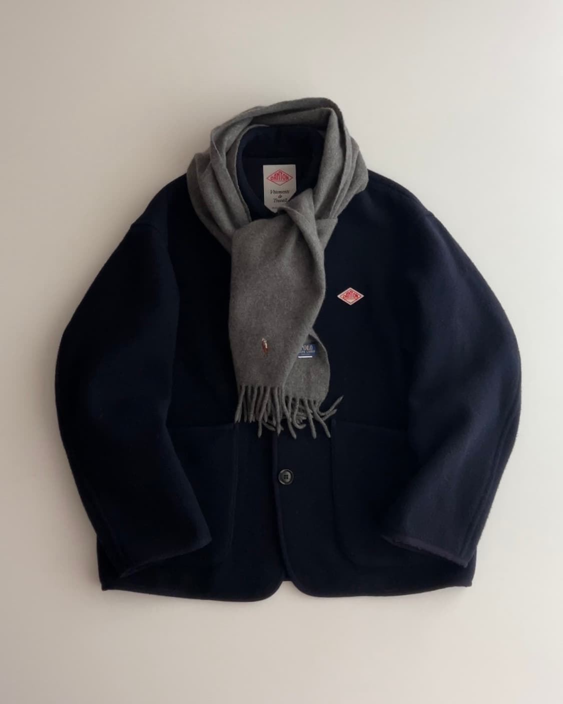 단톤 네이비 울 라이트 파일 커버올즈 모직 자켓 40 상품이미지1