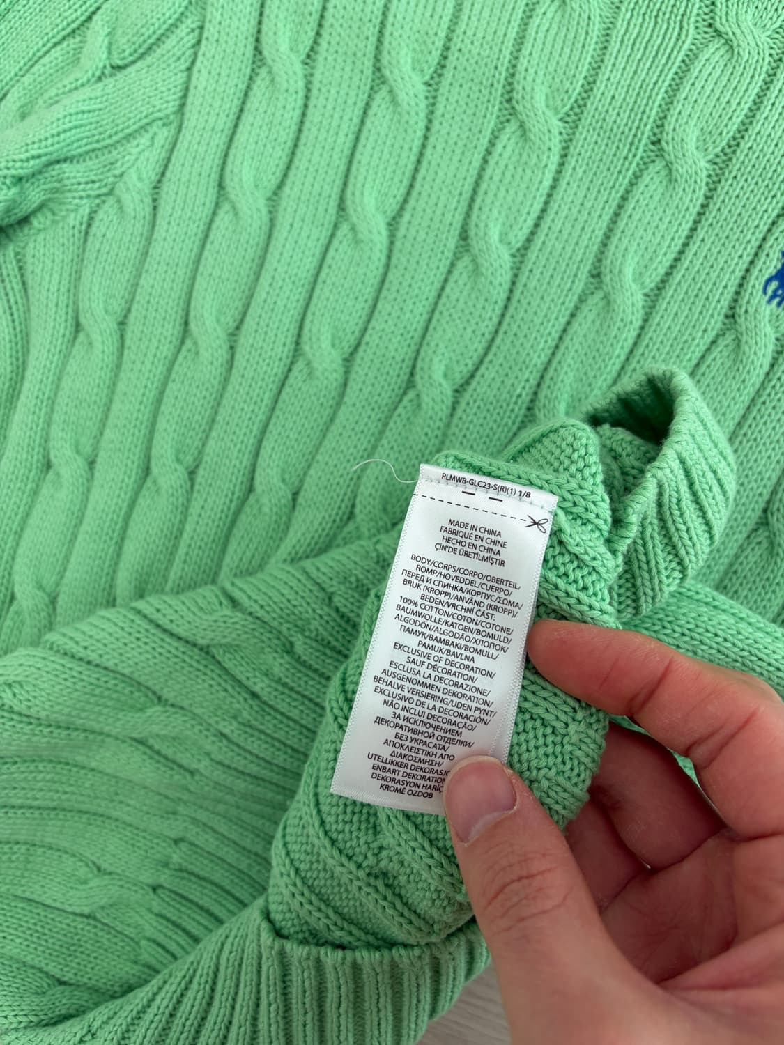 폴로 랄프로렌 케이블 반팔 니트 M 민트 상품이미지3