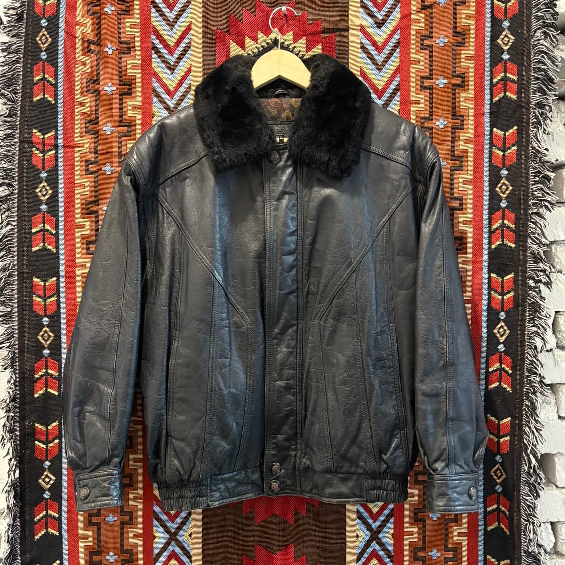90s빈티지 소가죽 무스탕 봄버 자켓 상품이미지2