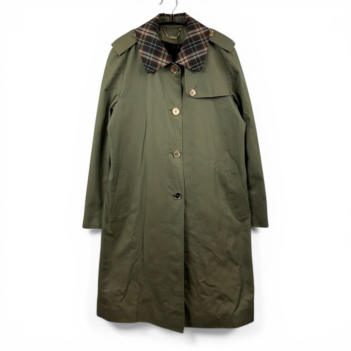 (F) 닥스 우먼스 체크카라 트렌치코트 올리브 상품이미지1