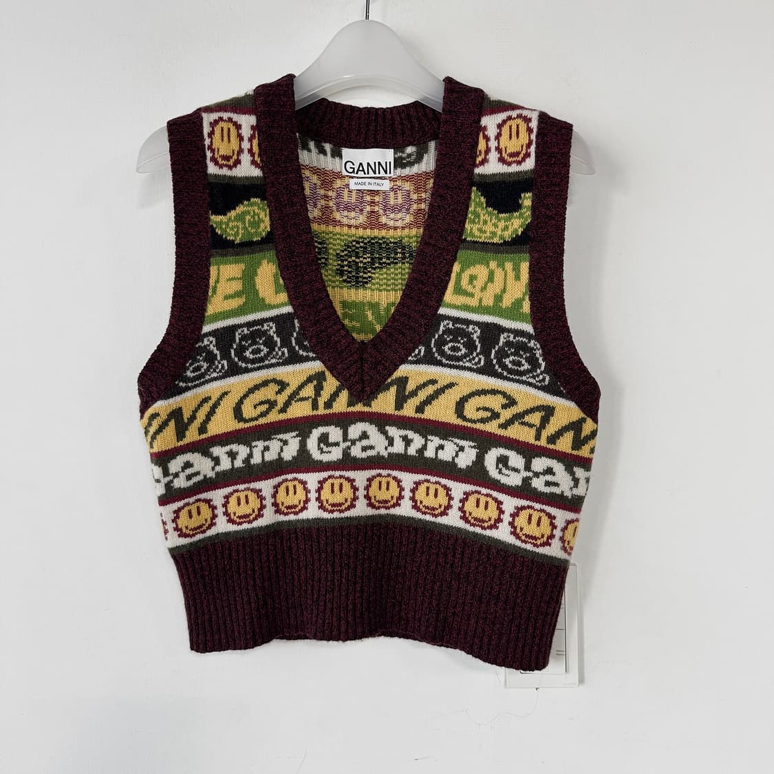 가니 스마일리 로고 자카드 울 베스트 상품이미지5