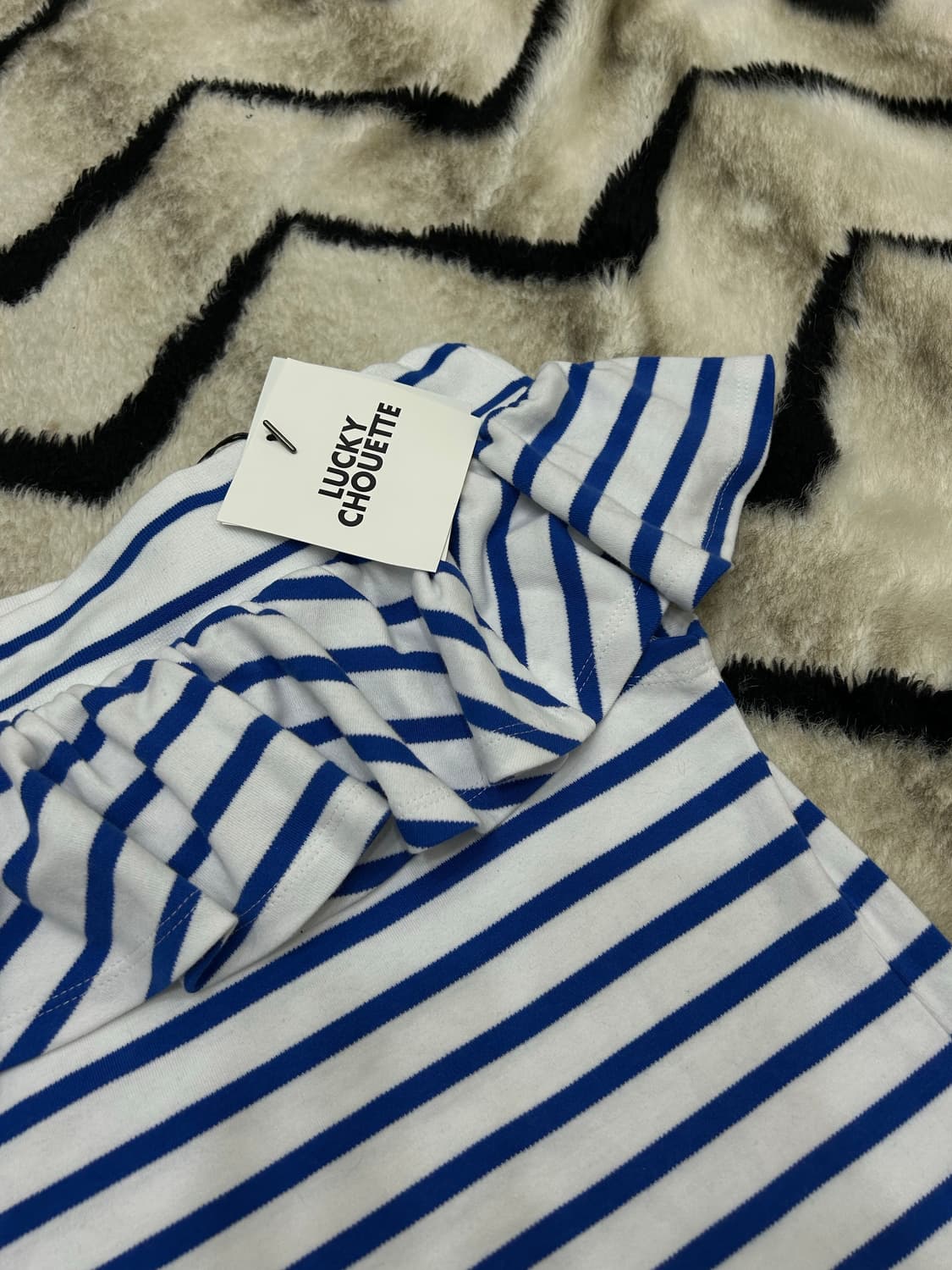 [36]럭키슈에뜨 스트라이프 오픈숄더/블루 상품이미지1