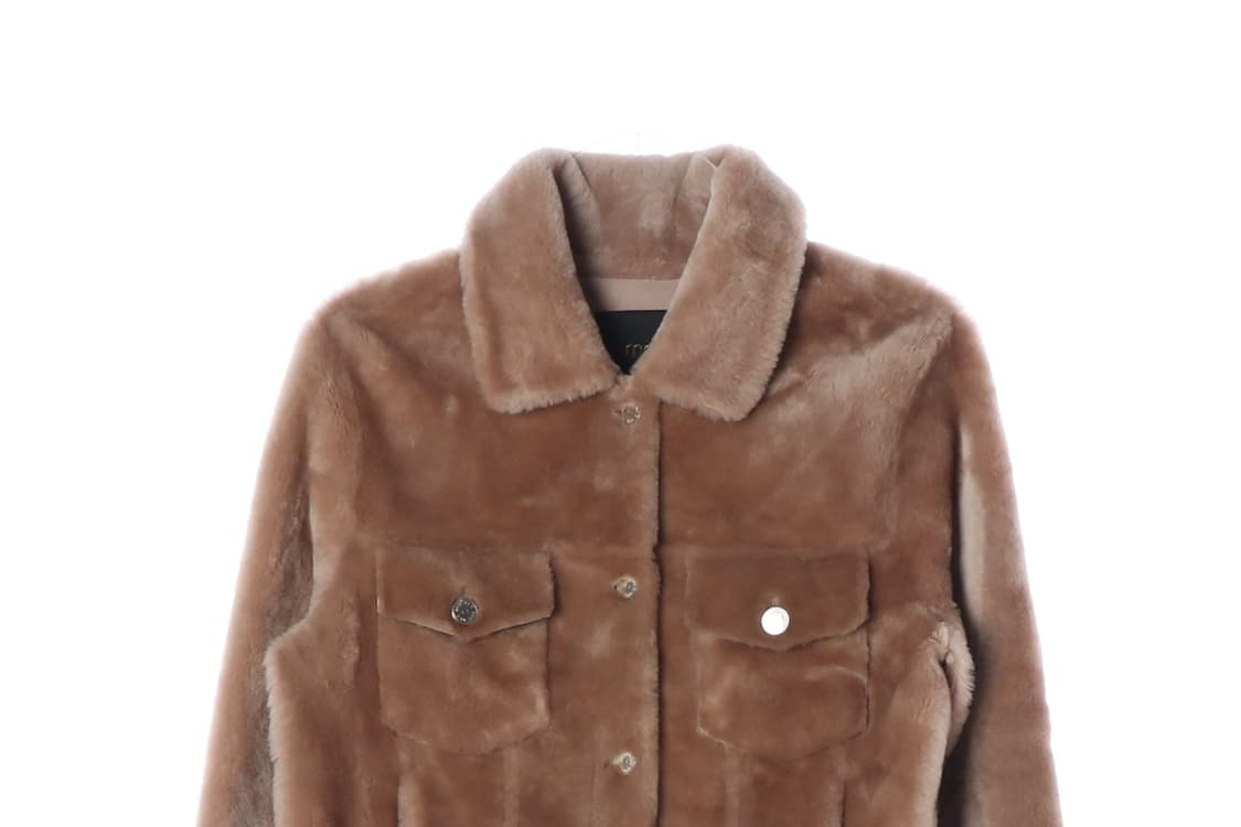 MAJE 마쥬 천연모피 천연가죽 브라운 퍼 트럭커 재킷 숏 자켓
 상품이미지3