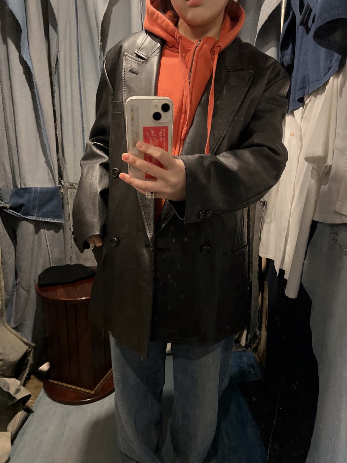 M-L ) EL SACE Double Breasted Leather JK 상품이미지3