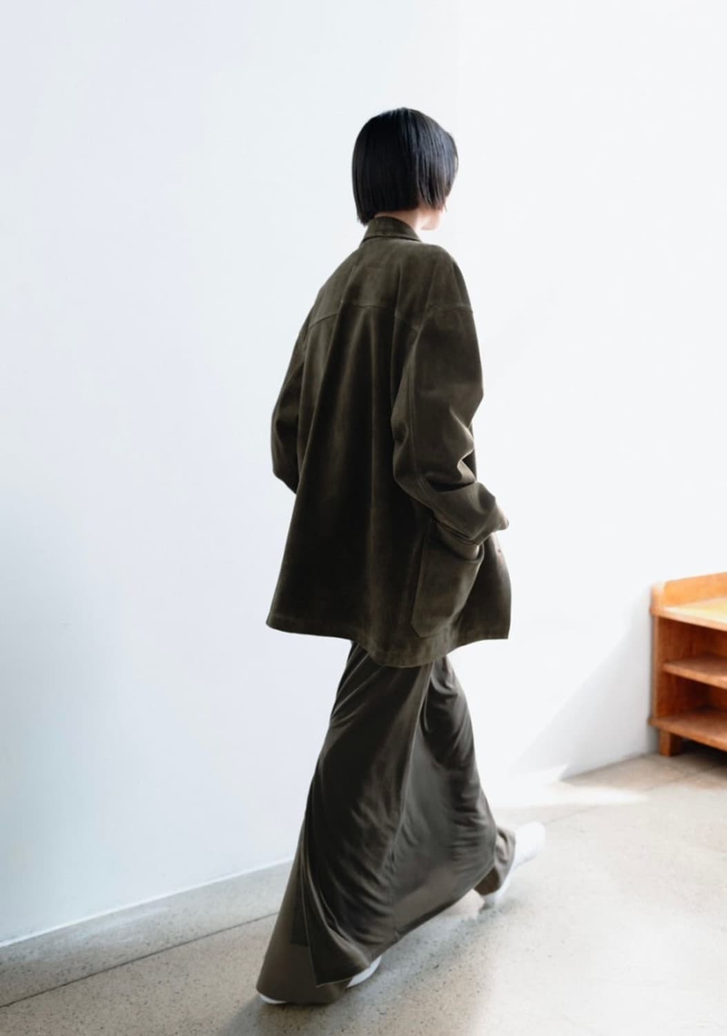 모노하 벨벳 저지 스커트 카키 상품이미지4