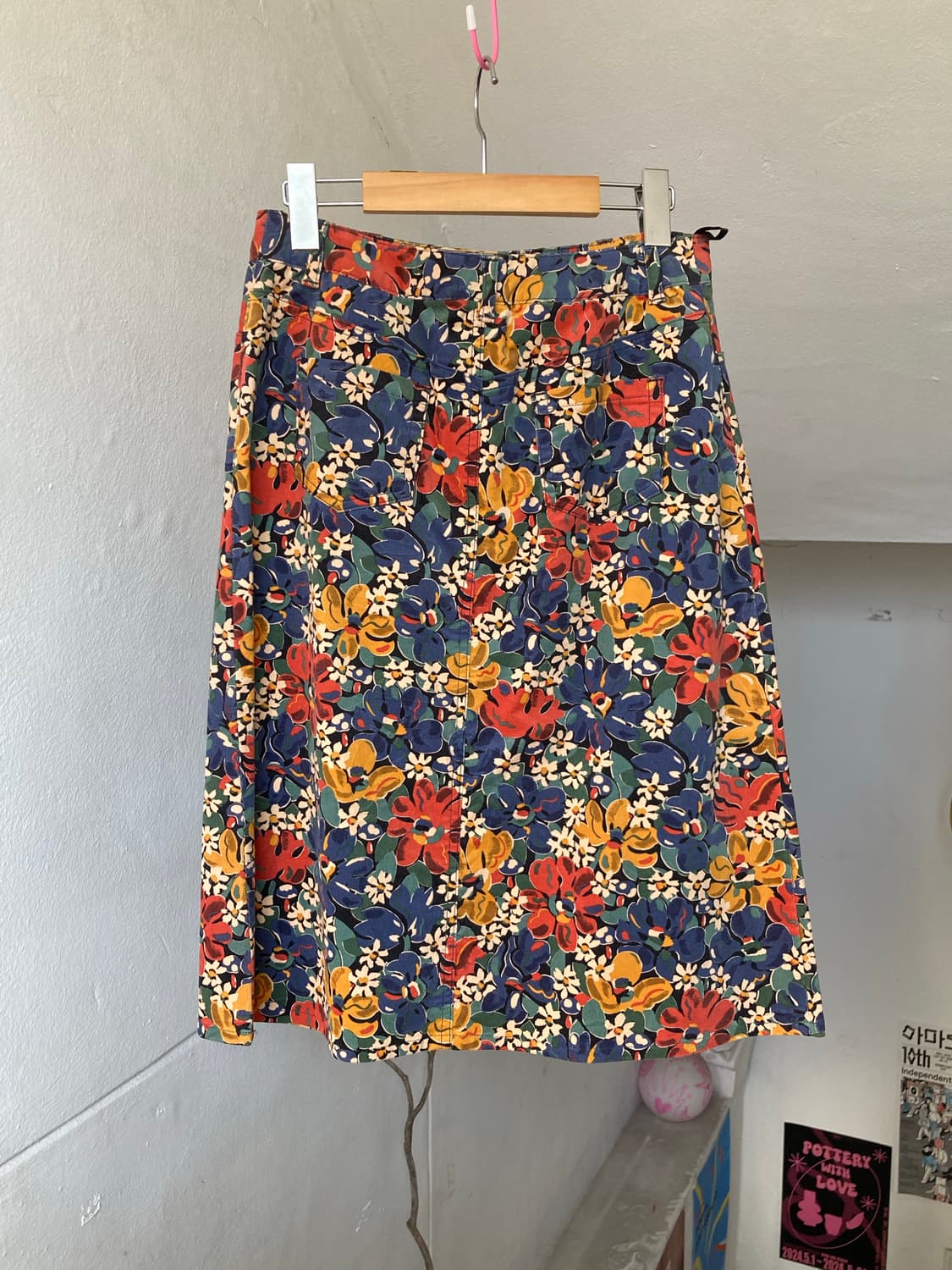 코듀로이 A라인 플라워 미디 스커트 상품이미지5