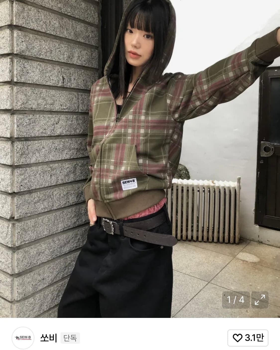 쏘비 체크 후드집업 상품이미지4