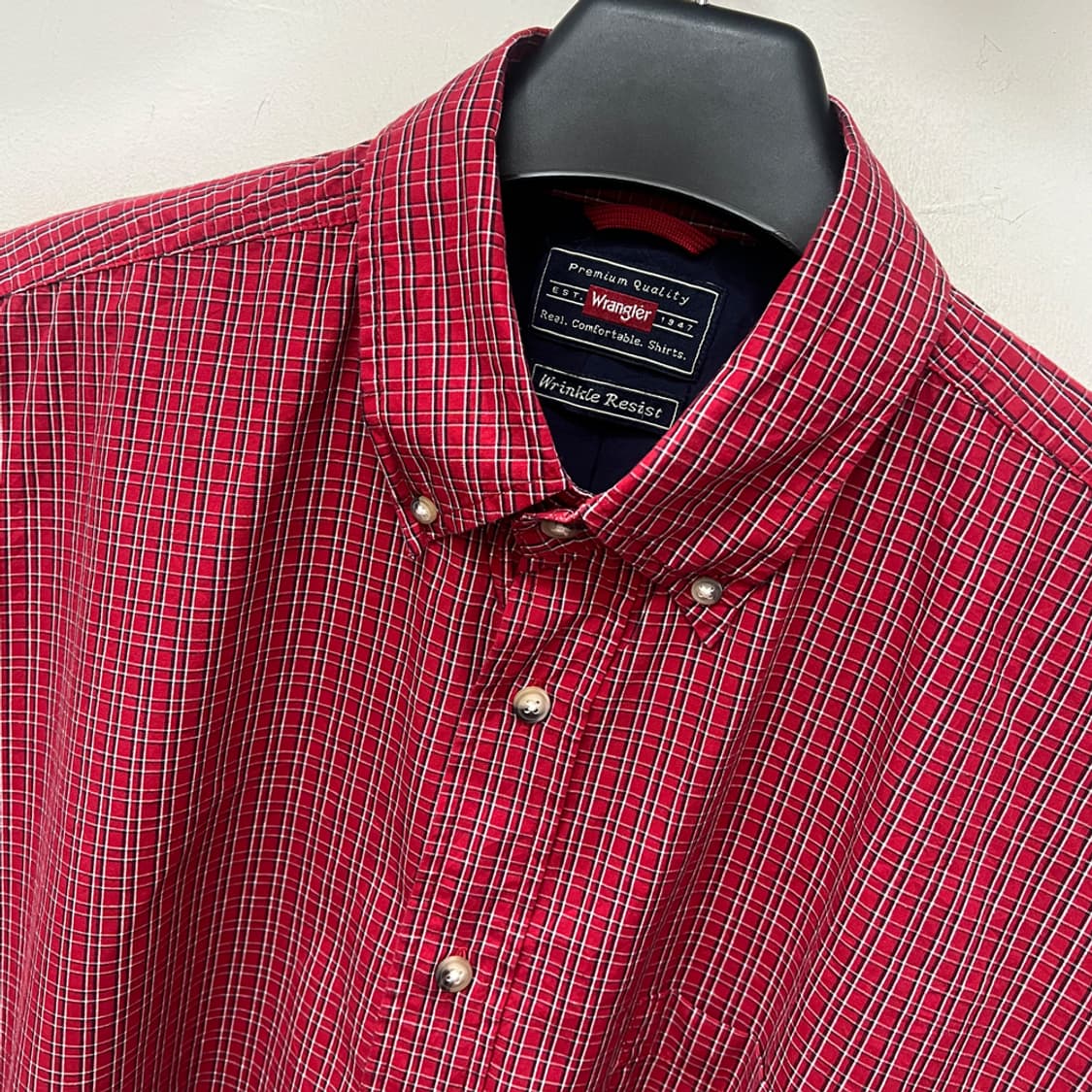 랭글러 프리미엄 버튼 다운 잔 체크 반팔 셔츠 남방 XL 상품이미지3