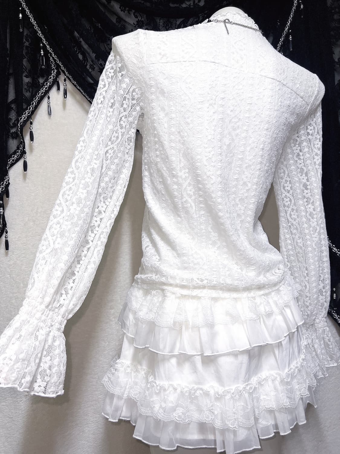 로맨틱고딕 엔젤릭 프릴레이스 시스루 블라우스 로걀탑 고스로리 페어리 핀터 상품이미지9